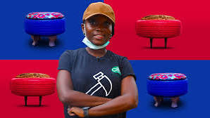 Breaking News: Nigerian entrepreneur turning old tyres into furniture